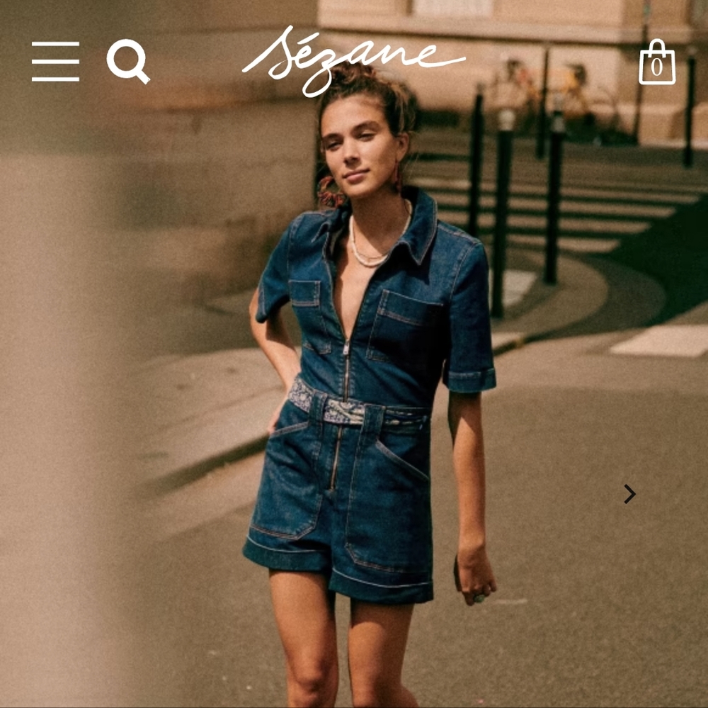 Sezane Luther denim shorts jumpsuit
